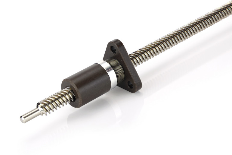 Anti-backlash threaded nut with torsion spring