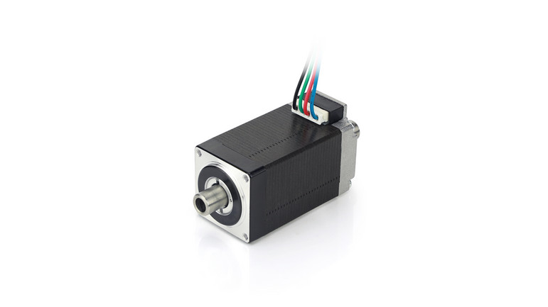 NEMA 11 hollow-shaft stepper motor with second shaft end and many options: encoder and motor controller /drive. High torque. See also our custom solutions.