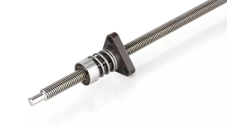 Threaded nut with no axial backlash for stepper motor linear actuators